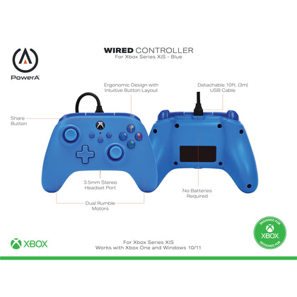 PowerA Wired Controller for Xbox Series X|S - Blue