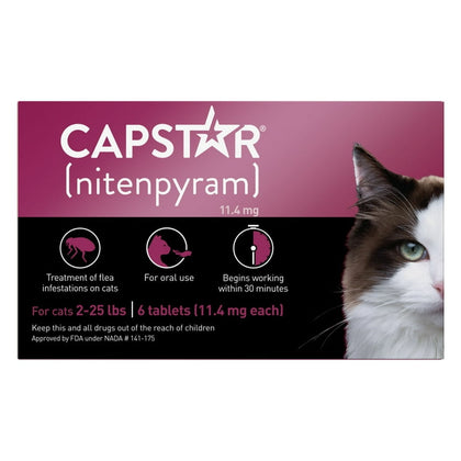 CAPSTAR (Nitenpyram) Fast-Acting Oral Flea Treatment for Cats (2-25 lbs), 6 Tablets, 11.4 mg